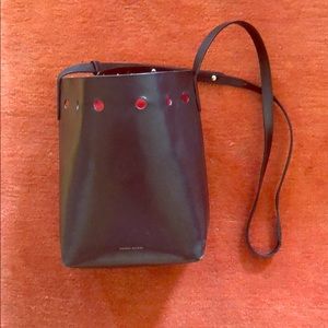 Black Mansur Gavriel Bucket Bag (red interior)